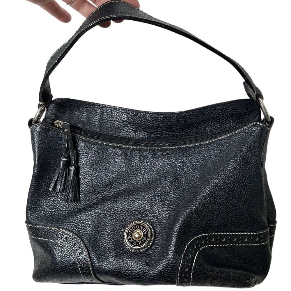 Dooney & Bourke Vintage Black Pebbled Leather Shoulder Bag Handbag with Tassel - Picture 1 of 4